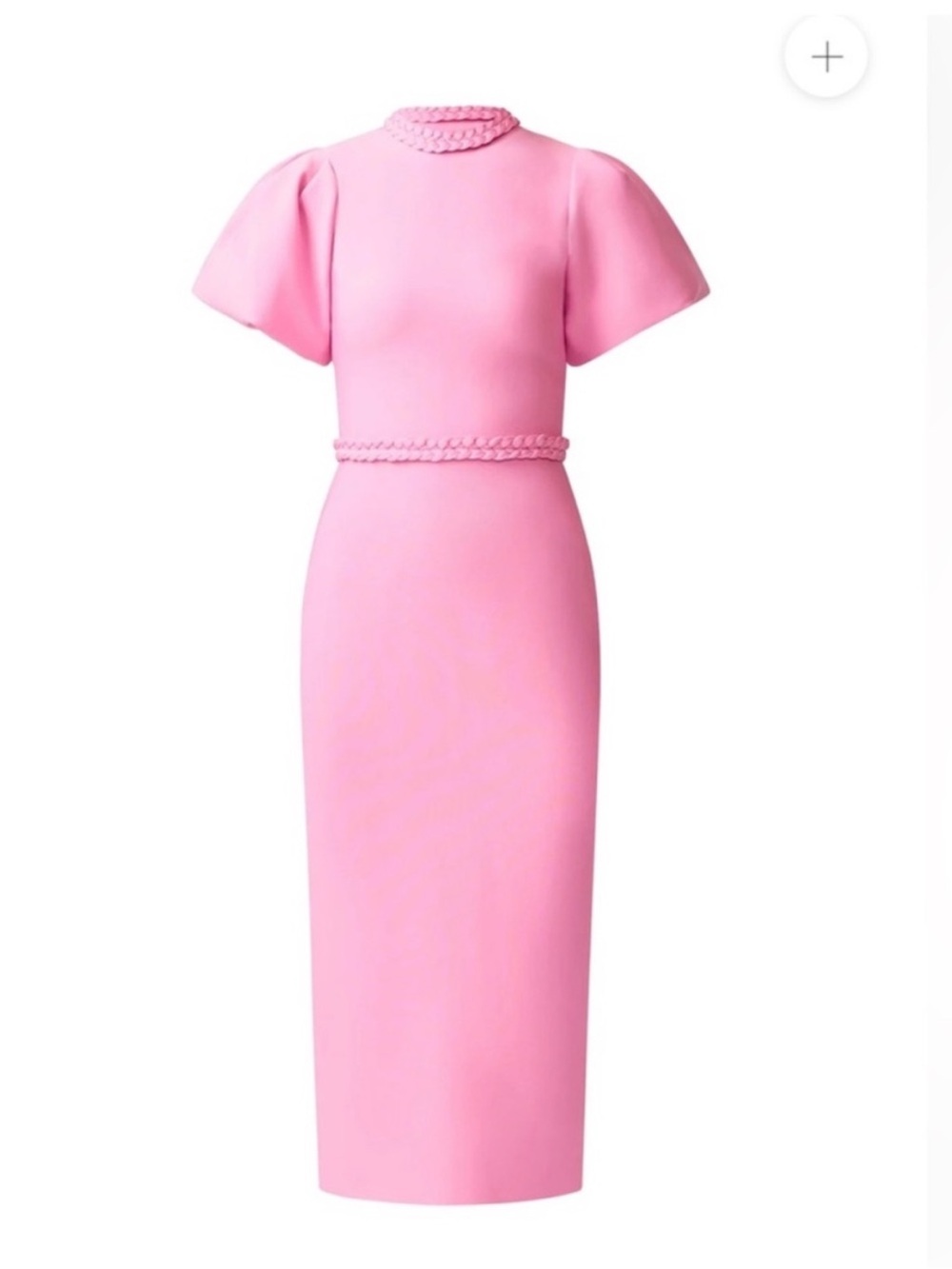 elliatt coralene pink puff sleeve high neck fitted midi dress size medium NEW - Picture 11 of 12